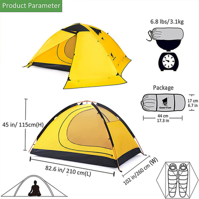200 X 150 mm 2 osoby Namiot kempingowy na zewnątrz Dwuwarstwowy 4-sezonowy namiot alpinistyczny