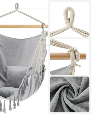 Syntetyczny Przenośny Swinging Outdoor Hamak Kempingowy Lina Bawełniana Trwałe Wiszące Krzesło