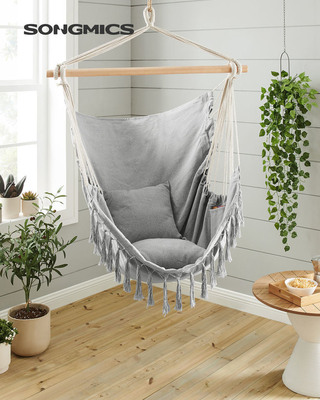 Syntetyczny Przenośny Swinging Outdoor Hamak Kempingowy Lina Bawełniana Trwałe Wiszące Krzesło